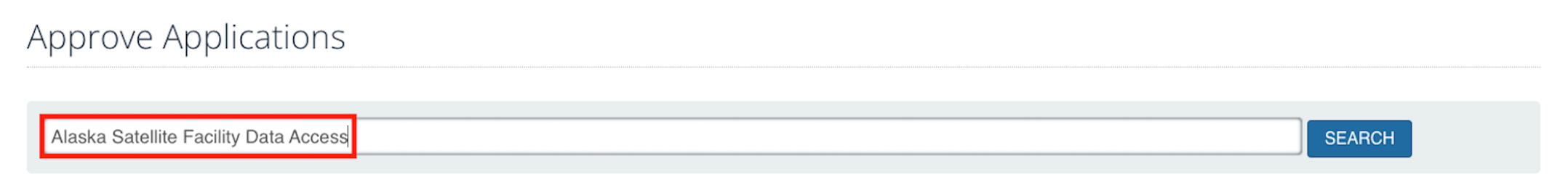 Application search page