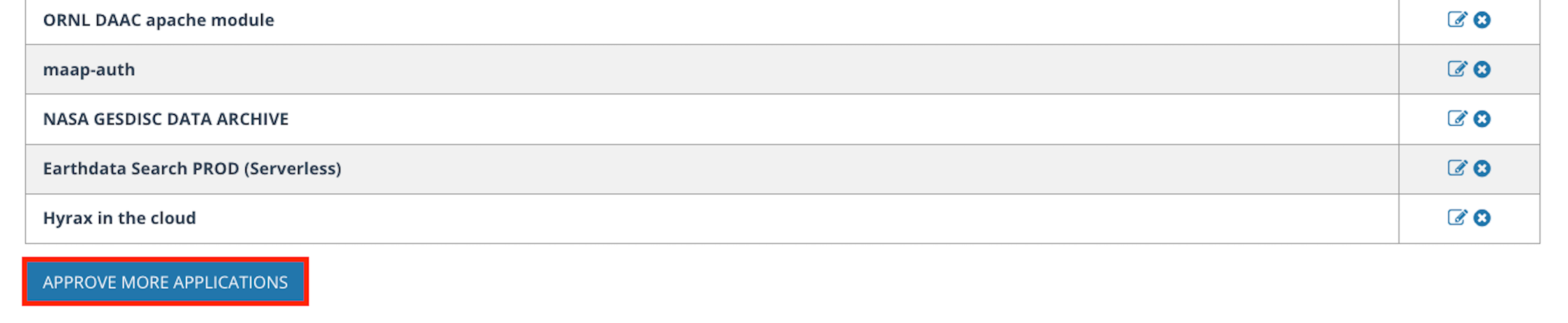 Approved Applications page