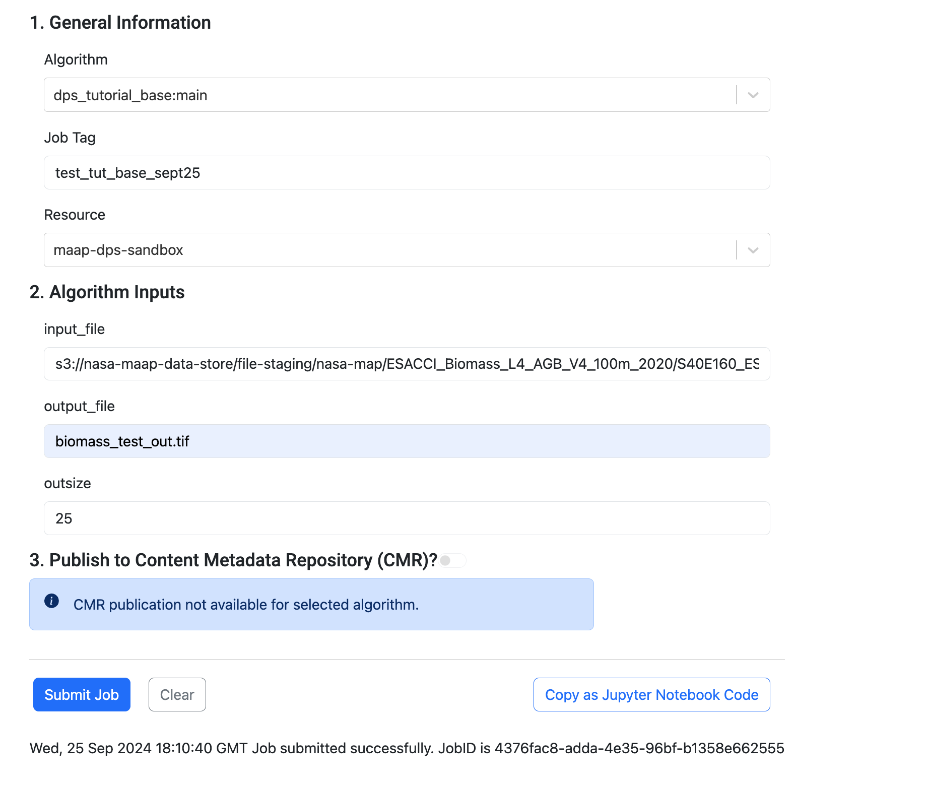 Submit Job Page