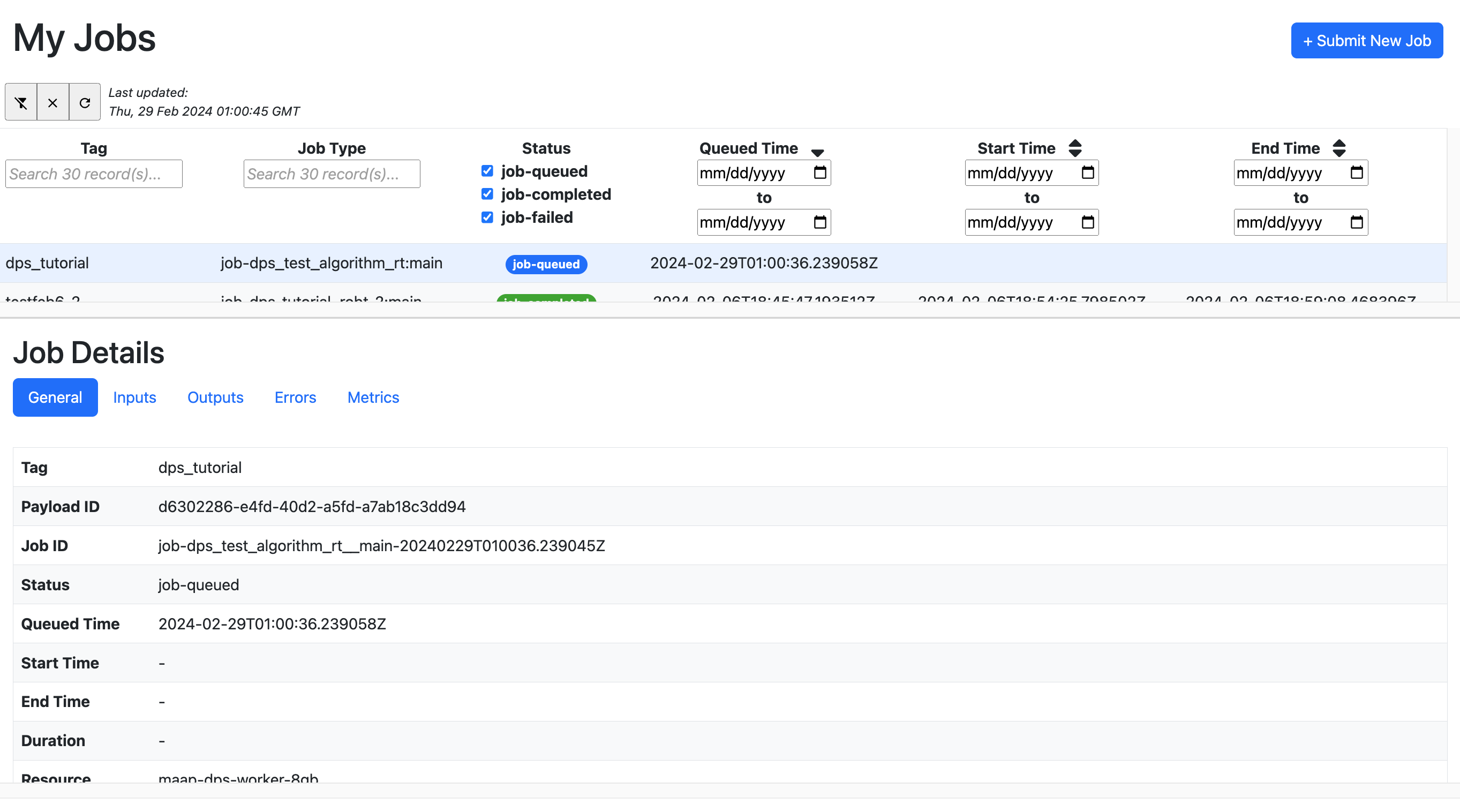 View Jobs Page