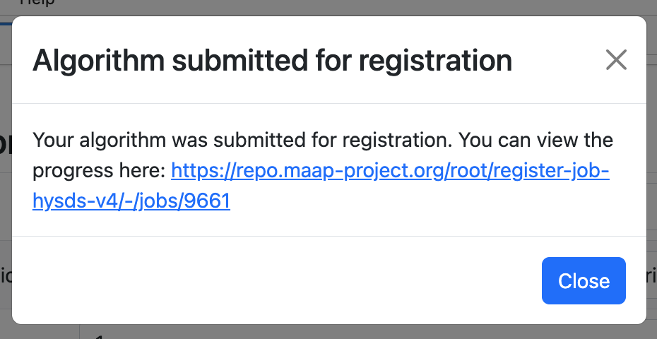 Register confirmation popup information