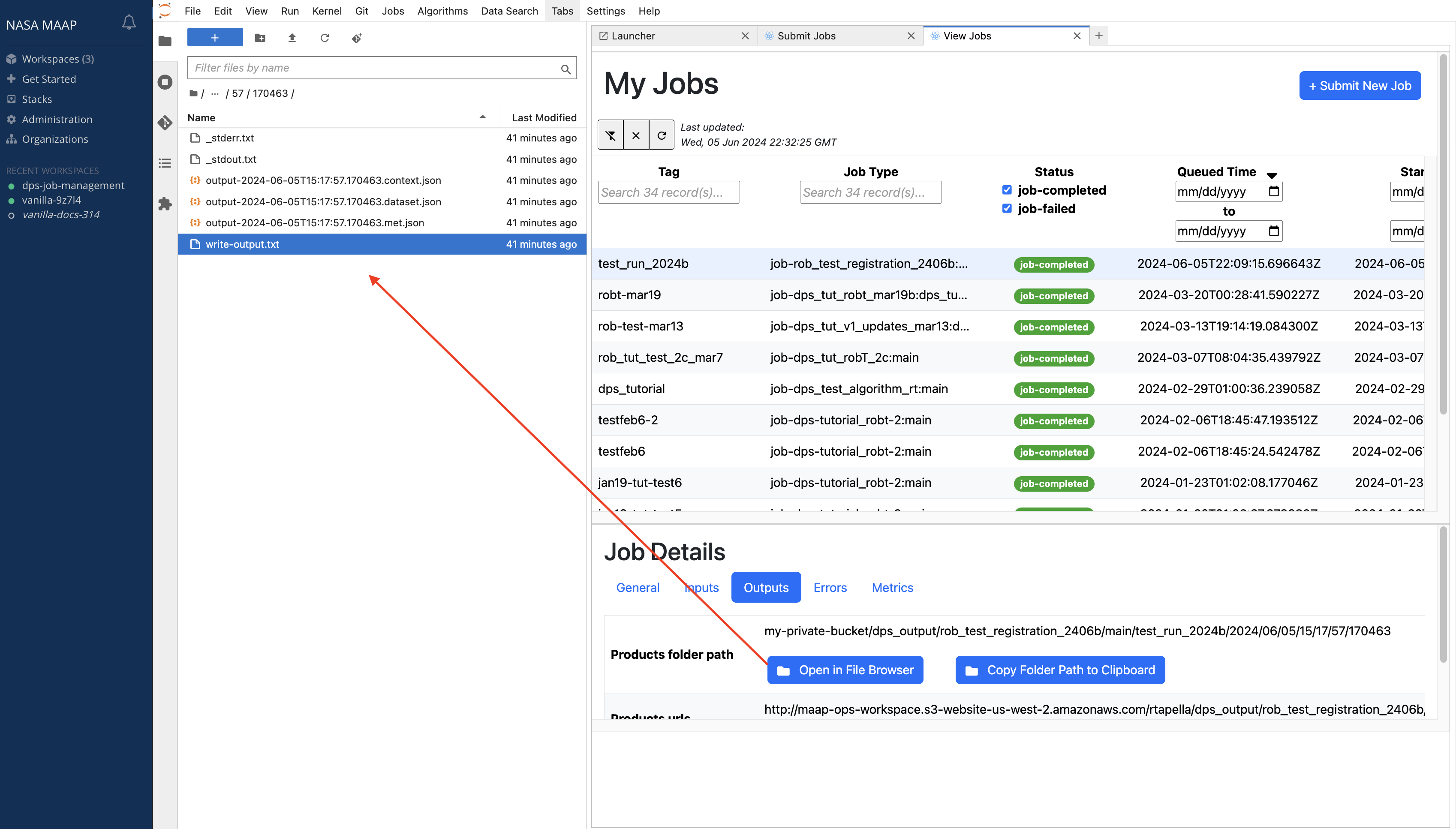 Output File Browser