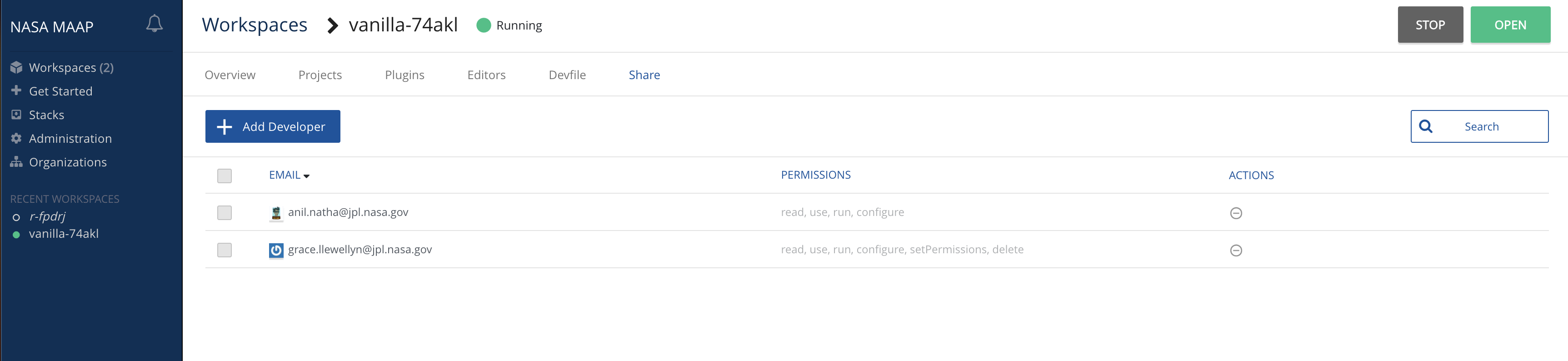 share workspace shared