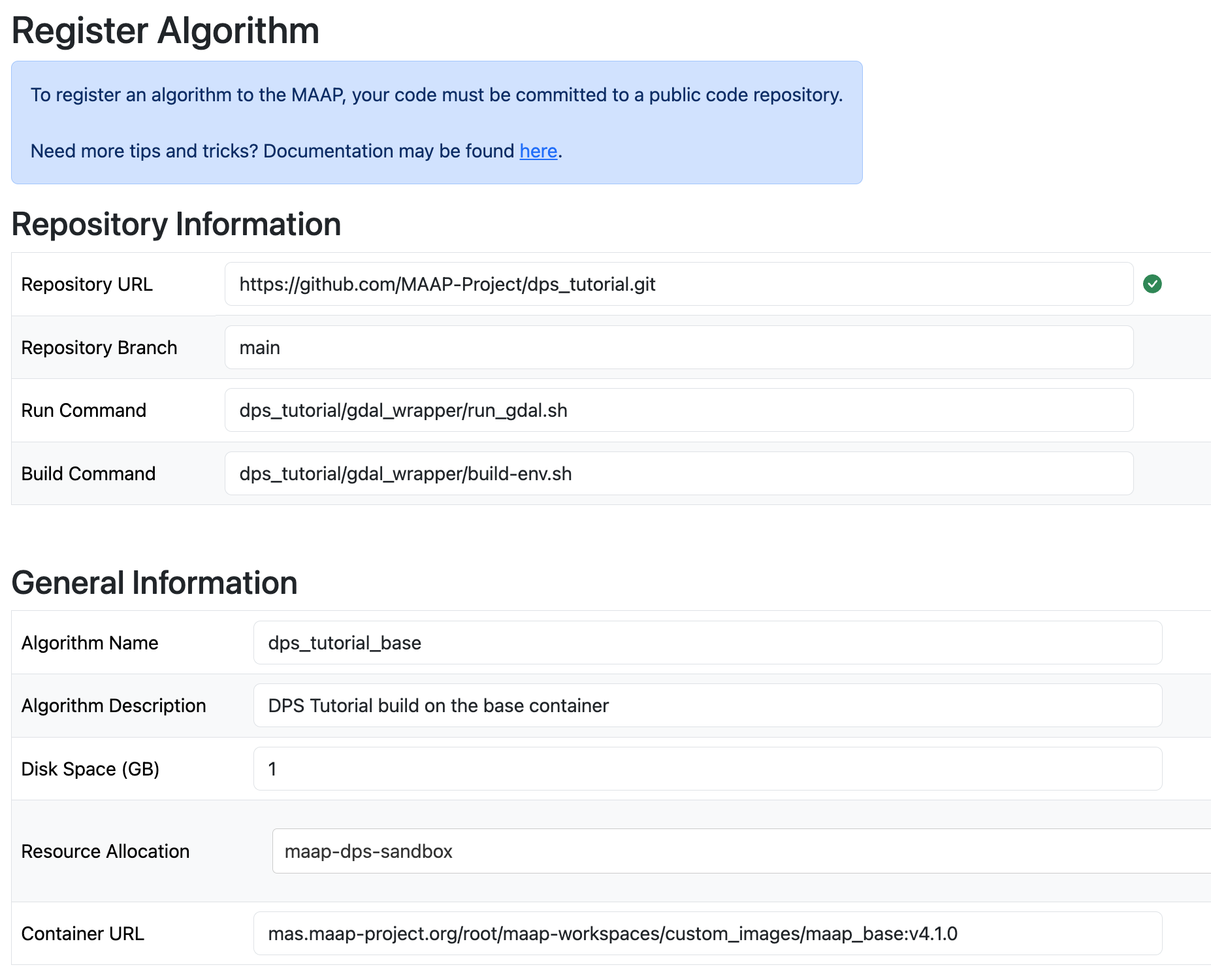 Algorithm information