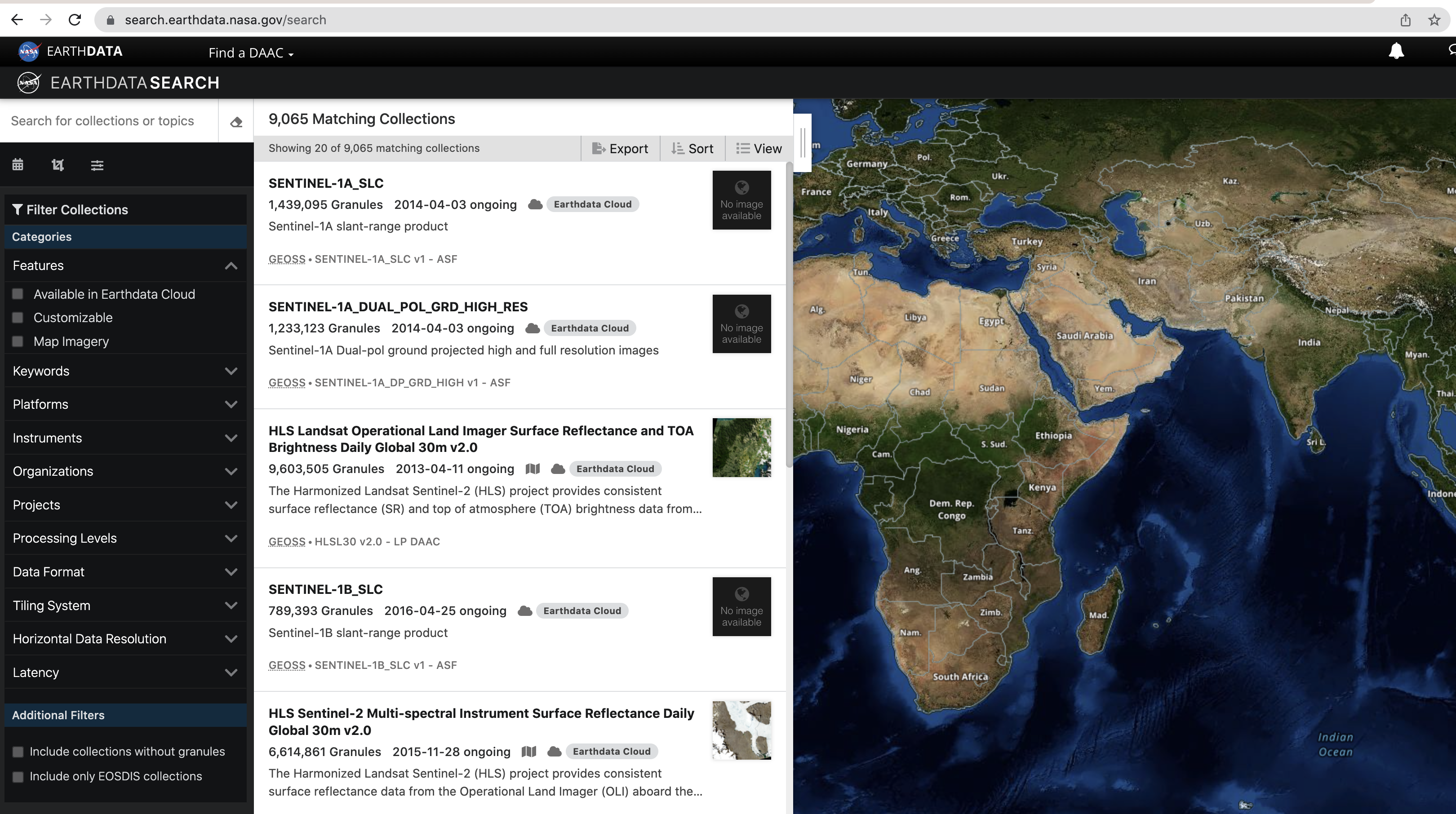 Earthdata Search Client GUI