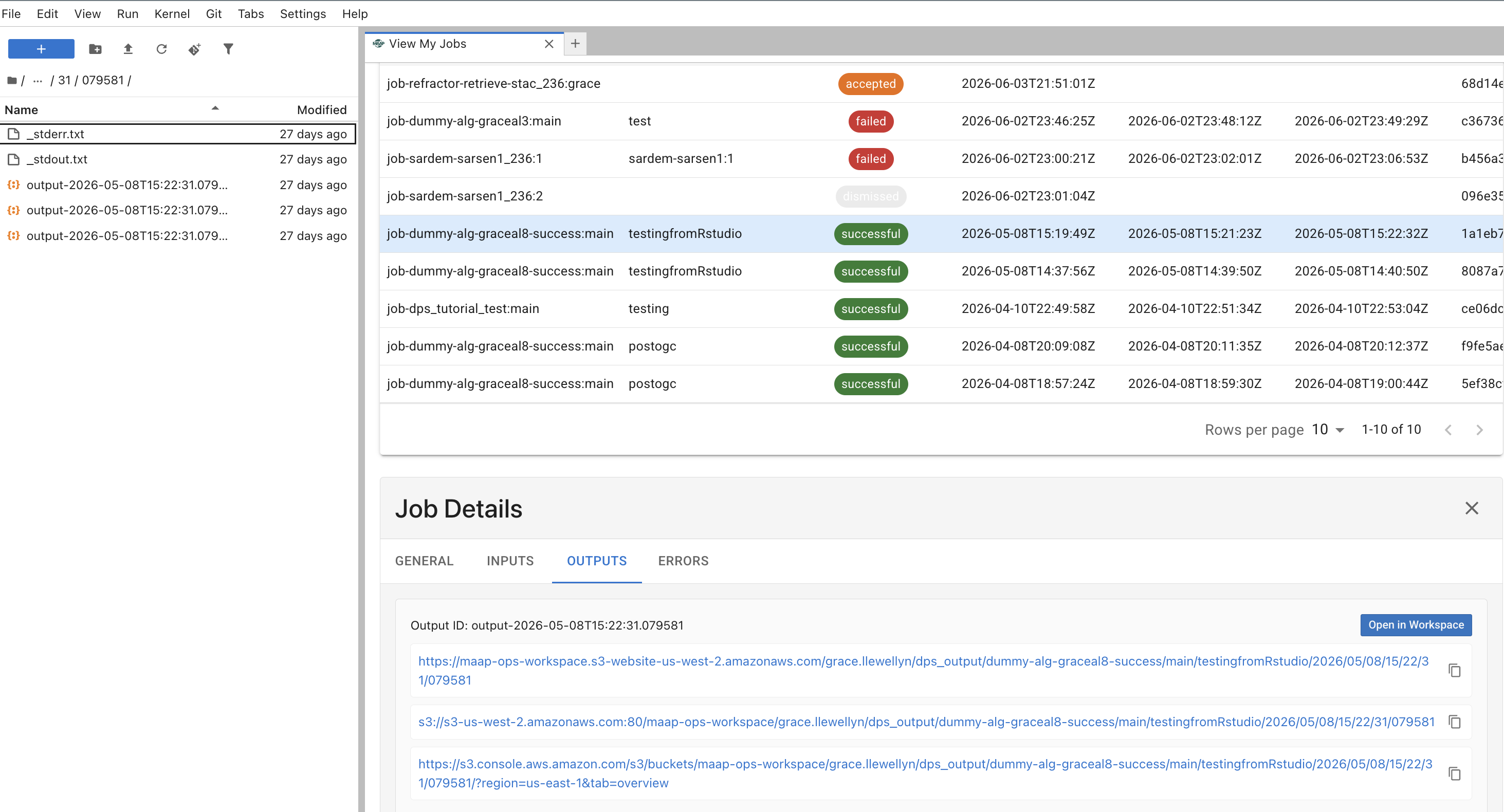 Output File Browser